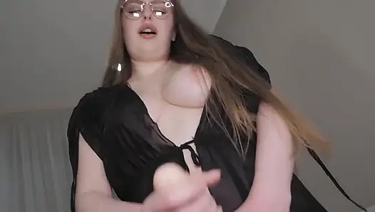 Futanari Mistress Step Mom with a Big Dick Jerks off Her Cock and Cums in Your Mouth