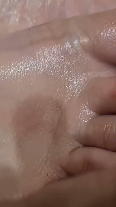 First time wife shows pussy on camera and gives footjob cock massage with painted toenails to cumshot | Clip 1