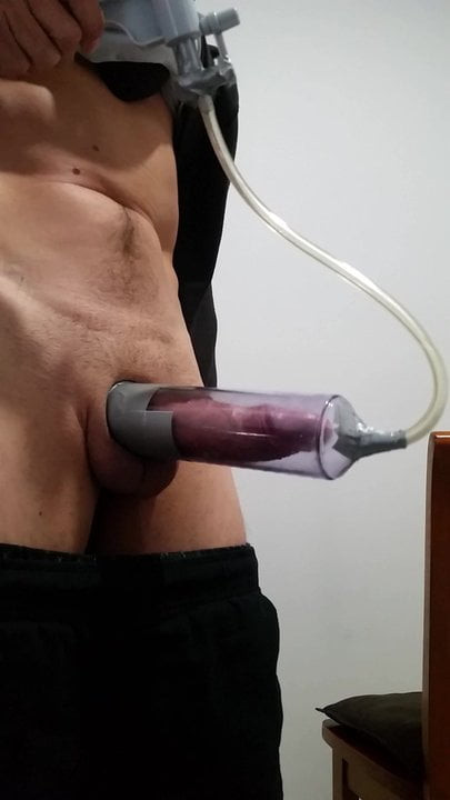 My big cock and my pump colide