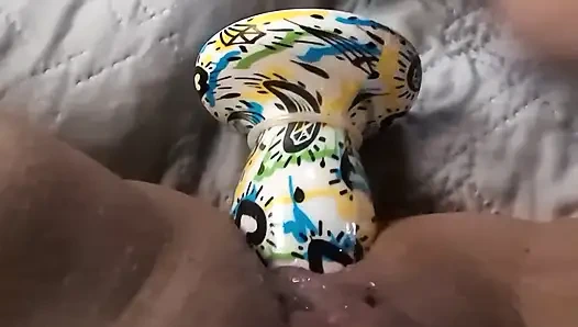 Close up - tante seksi lagi asik seks anal solo sampai dia mengerang keenakan