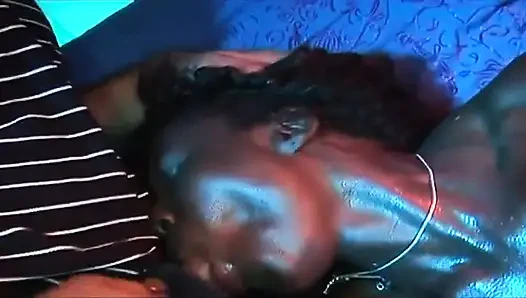 Ebony Babe Stretched Wide by Intense Fingering and Dripping Cum
