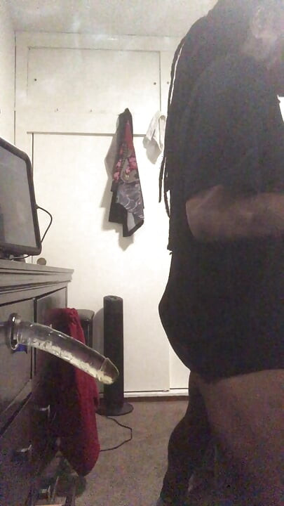 Black Ass Wearing Submissive Thong Playing with Toys