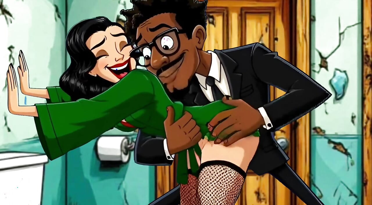 Slut Wife Fucked in Dirty Public Toilet. Cartoon