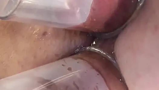 Extreme Close up Double Vacuum Pumping Ass and Pussy