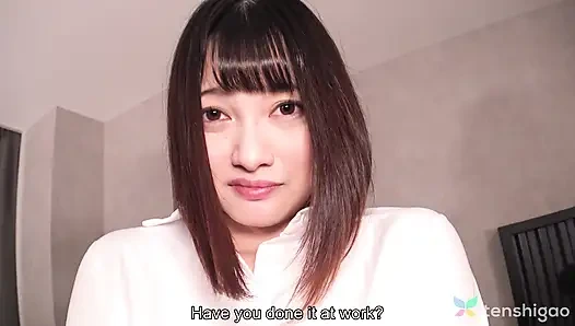 Nana Okamoto Plays with Us in Her Office Girl Uniform and Black Stockings