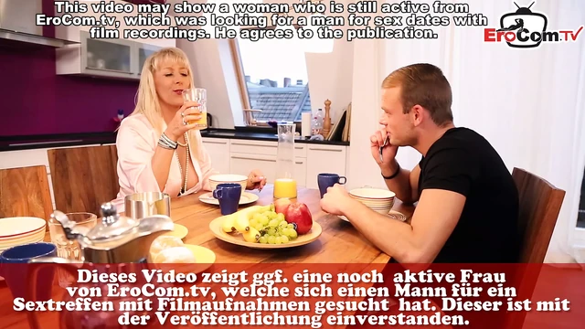 German big tits blonde milf seduced guy in kitchen