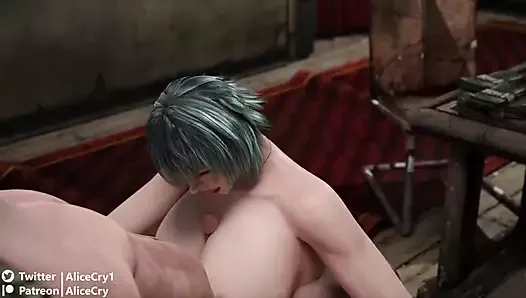 Naked Lady From Devil May Cry 3 Gets cum In Her Mouth From a Titjob