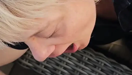 I Play with My Cat on My Terrace and Suck a Cock Until I Receive His Sperm