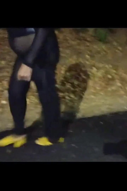 Mel Showing off in Public on the Side of Road 13