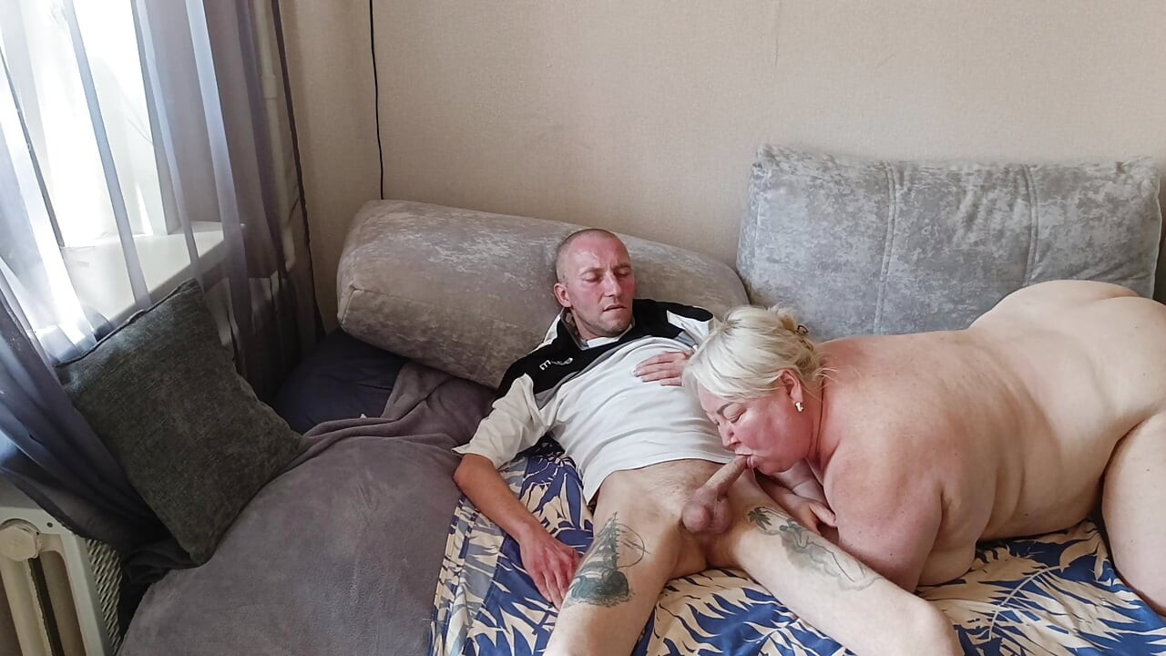deep blowjob from a neighbor with sucking and swallowing hot cum