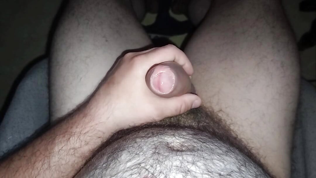 Uncut hairy chubby gay mastubating and cum