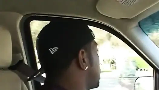 White chick gives head to the black guy