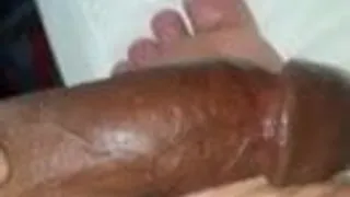 Rubbing big black cock on thick bbw wrinkled granny soles