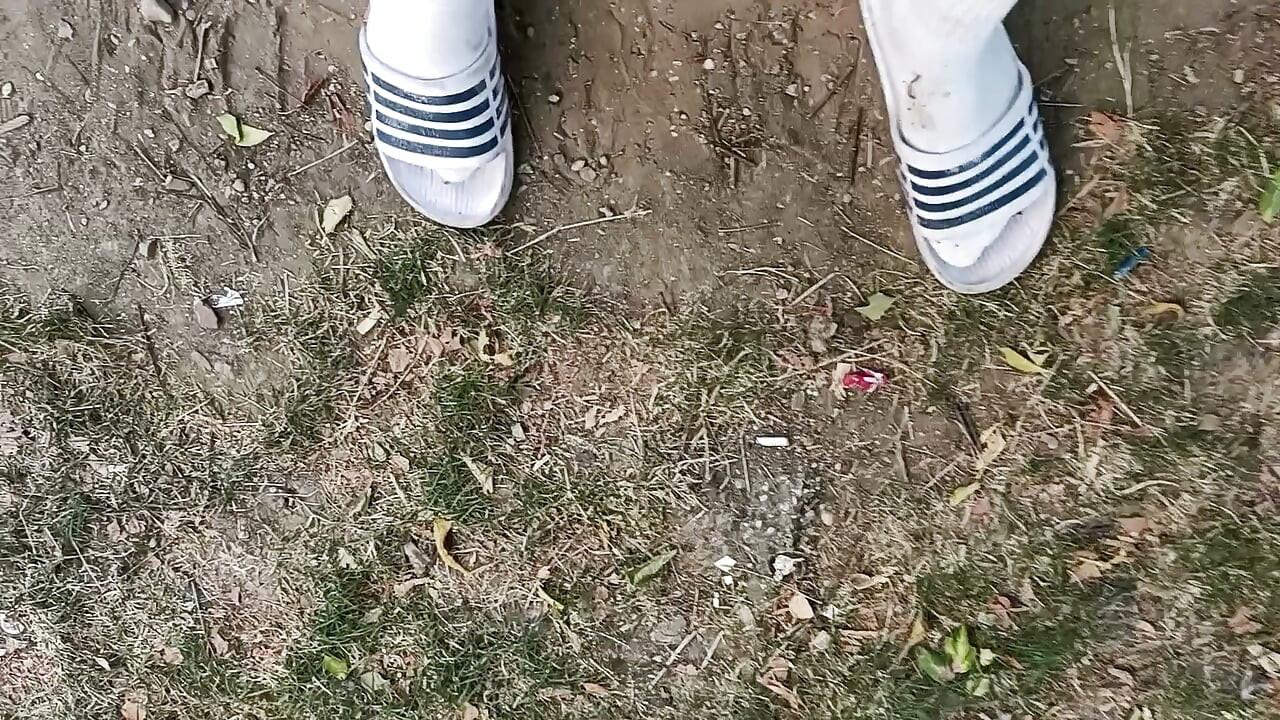 Making Socks Dirty in Slides - Used Socks and Slides and Uncut Soft Cock