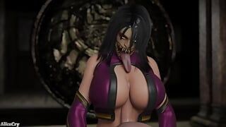 Mileena chupa um pau e esfrega entre seus peitos enormes