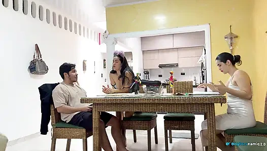 I fuck my girlfriend's daughter 18+ at the table while she doesn't see us!