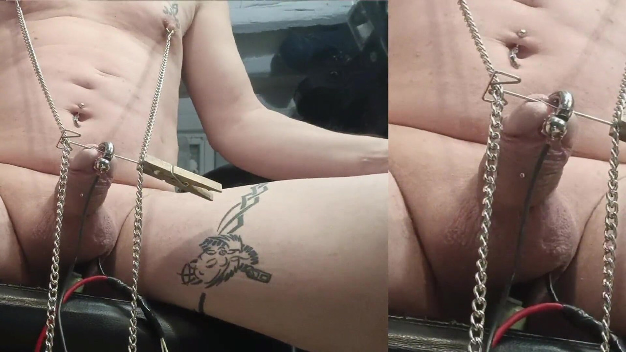 電気のE-Stim(PA)、ペニスの先端、アナルアネロス、胸のピアス(動画を速くし、電気音で面白い効果を出す)