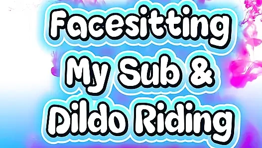 MILF PAWG steht ihrem sub gegenüber, während sie einen strap-on-dildo reitet