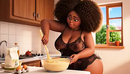 Красивая черная бразильская крошка выходит из дома безупречно, чтобы приветствовать ее лучшую подругу