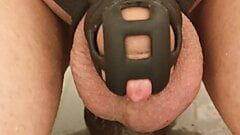 Sissy in chastity cums from just anal