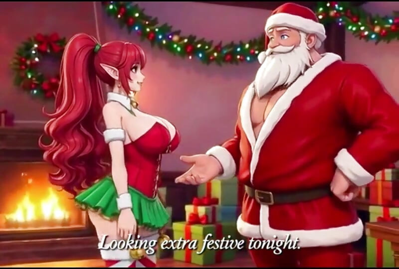 Santa give special gift to busty milf on Christmas