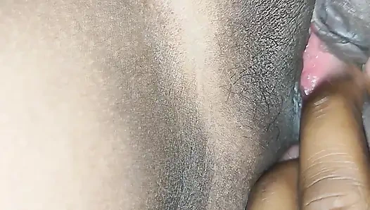 He licked his desi girlfriend's pussy and ate her cream and fucked her sitting on the chair.