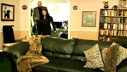 Bald head white guy fucks curvy Latina hard after sucked her foots
