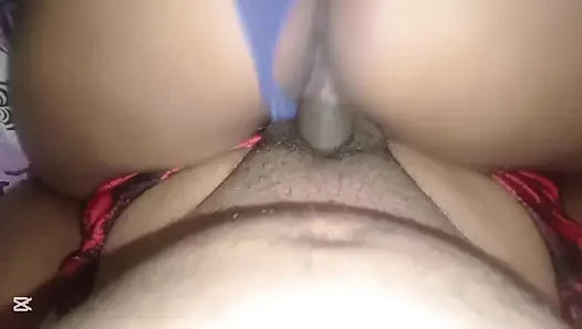 Married brunette riding her young lover's cock