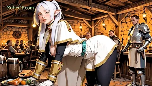 Frieren inspiriert Elf mage cosplay gangbang (AI Porn) Anime