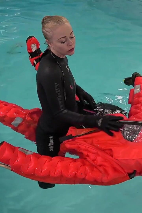 Human Life Raft - Inflated Suit Slave Pool Domination