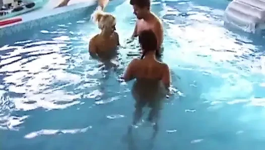 Two Sluts From Germany Got Fucked Together at Pool Threesome