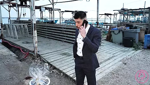 French MILF Strips, Sucks, and Rides the Delivery Cock