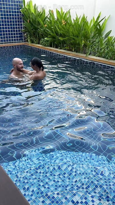 Pool Day: Cheating Busty Wife Having Fun with Her Lover. Big Boobs, Sun and Big Cock