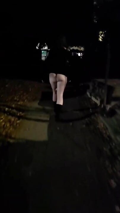 Street walking hotwife public flashing