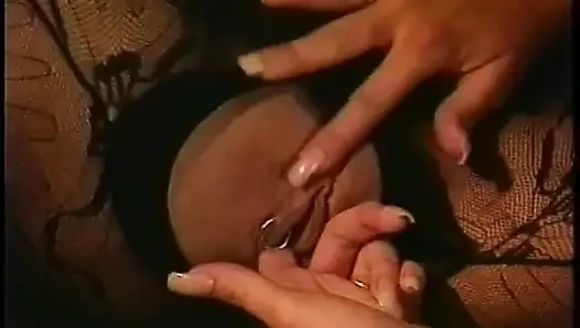 Horny foursome pornstar gals with nice tits fondle boobs and finger pussies (Video has no audio but music)