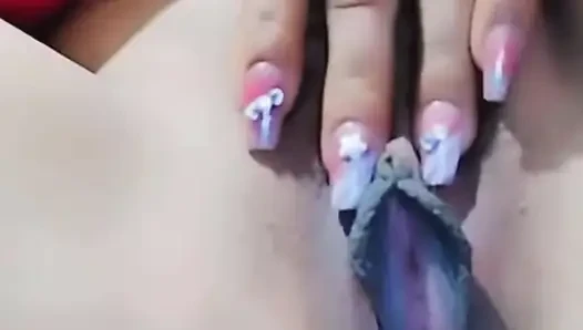 Rubbing my destroyed pussy lips after nails done. I hope you love my new video