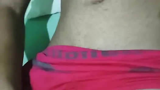Playing with the big thick cock under the red underwear