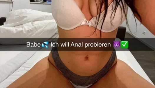 男朋友和她最好的朋友在Snapchat上欺骗他的女友，并在她的屁股上内射了她 - 戴绿帽子的肛交