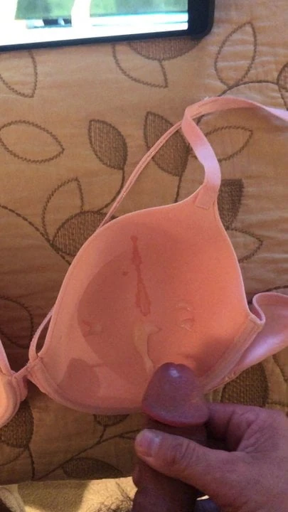 Cumming on co-workers bra and panties
