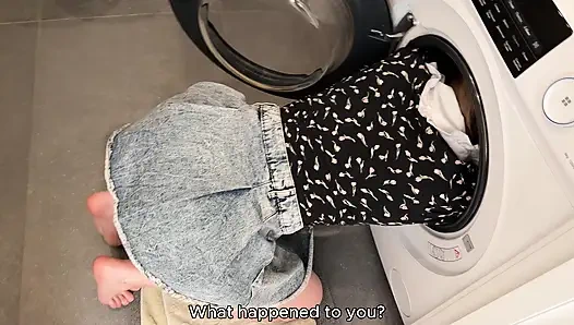 IMAGINE, I'M STUCK IN THE WASHING MACHINE! I fucked my stepsister in the washing machine