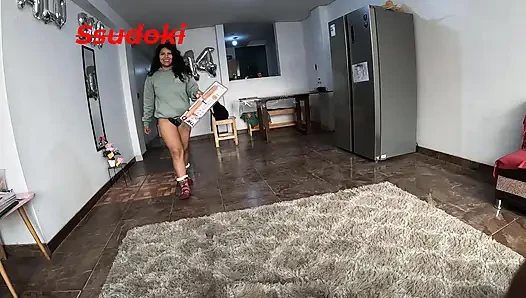 My stepsister bought a new dildo but wanted to try my penis so she had the fantasy of double penetration