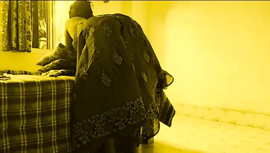 Young devar Fucks Hot Bhabi Sweet Tight Pussy When she is folding sarees at home.