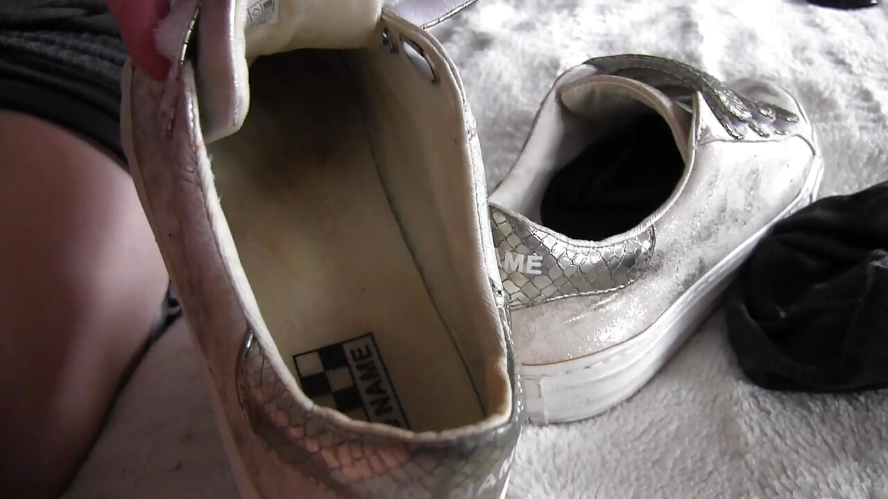 Marion's left sneaker full piss fuck and cum