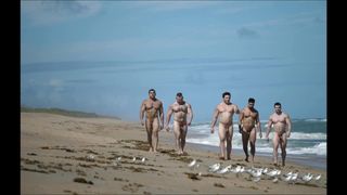 Des hommes musclés sur la plage