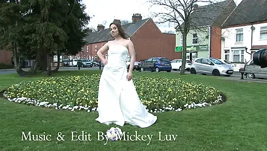 Sensational brunette babe gets fucked in wedding dress