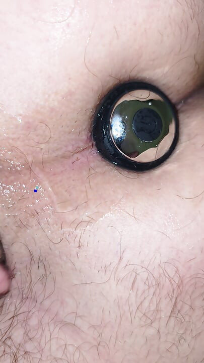 Cumshot camera with anal plug in shower