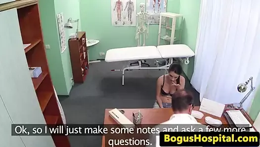 Busty euro fingered by doctor before riding