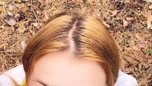 Sloppy blowjob in the park. She mouth is made for cock