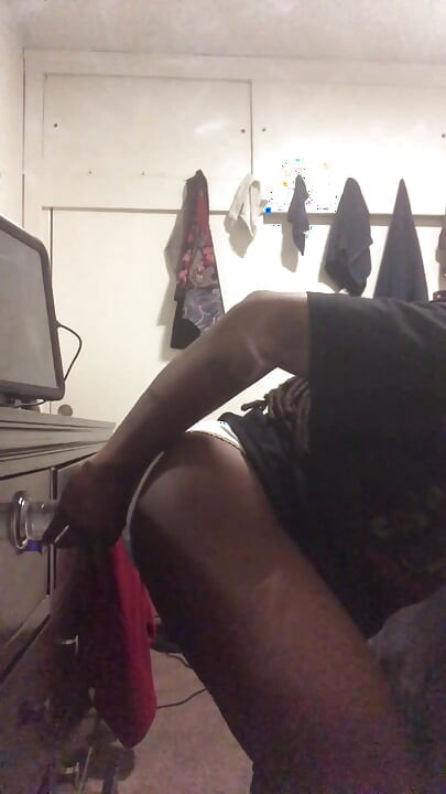 Black Male Booty Slides Thong to the Side Solo Anal Dildo Session