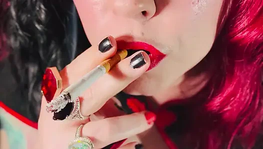 Miss Tina Snua Would Love To Smoke With You - Smoking A Cork cigarette With Match Light Up